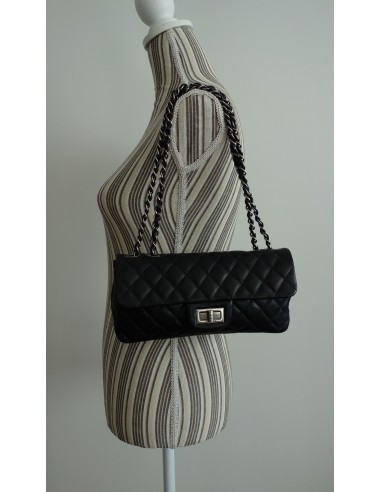 SAC CHANEL 2.55 CUIR NOIR BAGUETTE SAC CHANEL 2.55 CUIR NOIR BAGUETTE