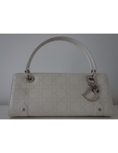 SAC LADY DIOR CUIR BLANC 