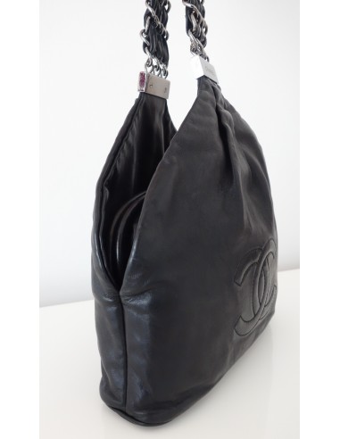 SAC CHANEL BOURSE CUIR NOIR  SAC CHANEL BOURSE CUIR NOIR