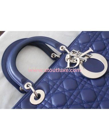 SAC LADY DIOR BLEU FONCE MAXI JUMBO