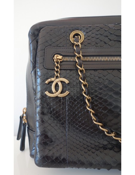 SAC CHANEL CAMERA NOIR CUIR ET PYTHON