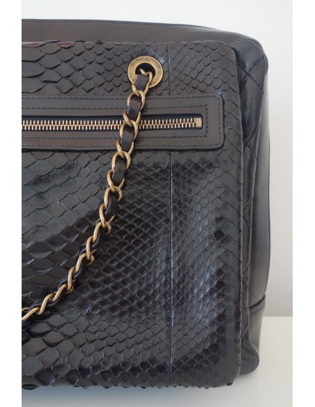 SAC CHANEL CAMERA NOIR CUIR ET PYTHON