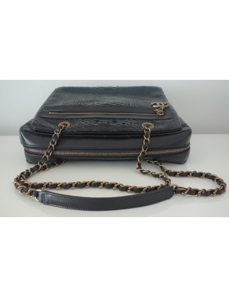 SAC CHANEL CAMERA NOIR CUIR ET PYTHON