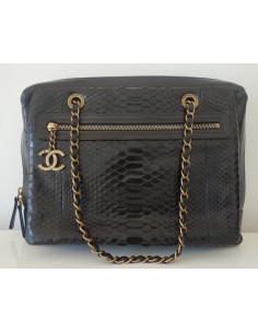 SAC CHANEL CAMERA NOIR CUIR ET PYTHON