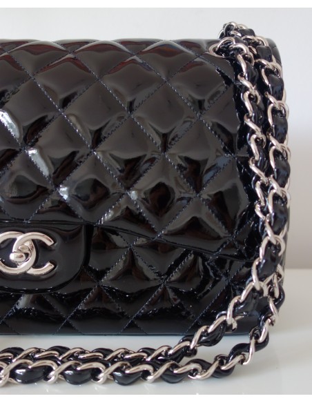 SAC CHANEL CLASSIQUE GM NOIR VERNI