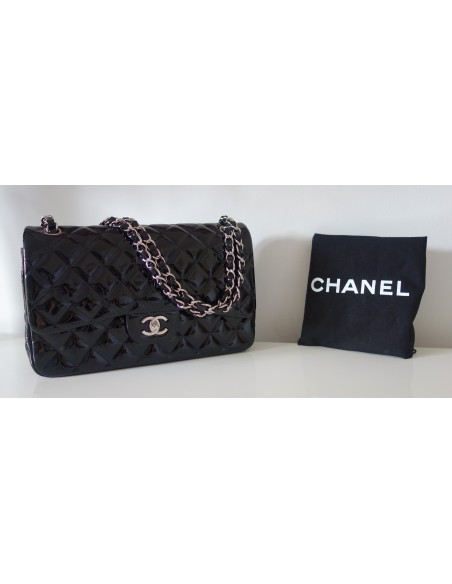 SAC CHANEL CLASSIQUE GM NOIR VERNI