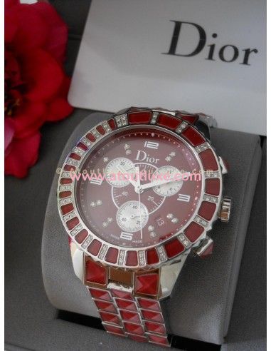 MONTRE DIOR CHRISTAL ROUGE - 62 DIAMANTS