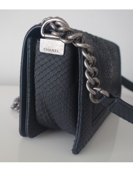 SAC CHANEL BOY PYTHON NOIR