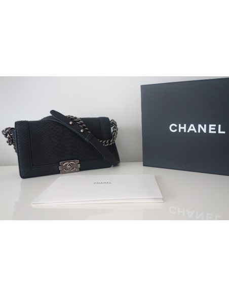 SAC CHANEL BOY PYTHON NOIR