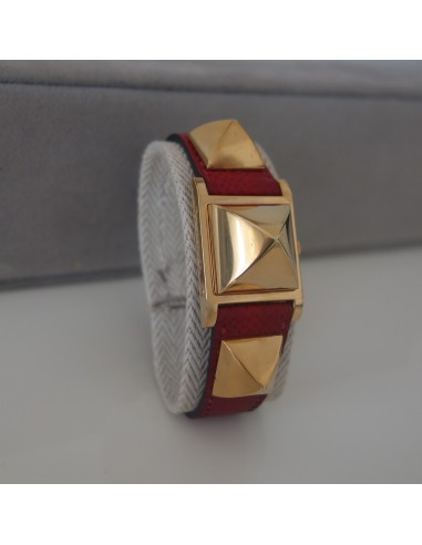 MONTRE HERMES MEDOR CUIR ROUGE