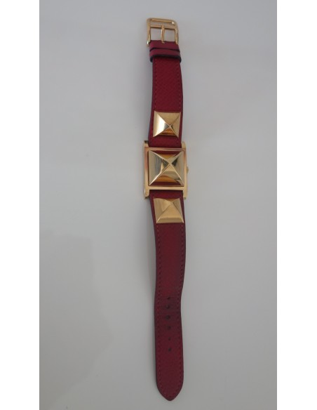 MONTRE HERMES MEDOR CUIR ROUGE