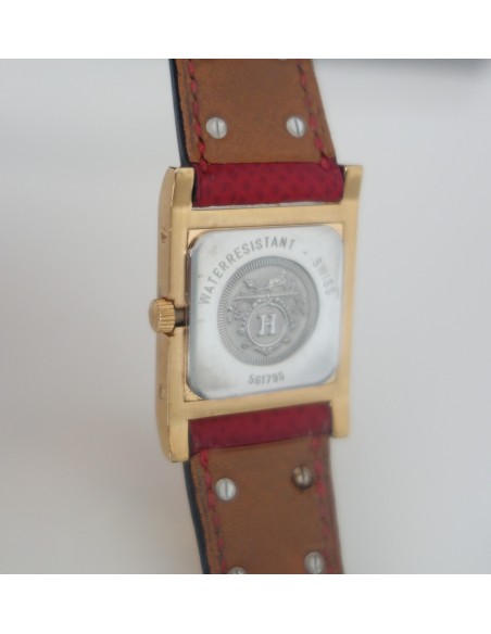 MONTRE HERMES MEDOR CUIR ROUGE