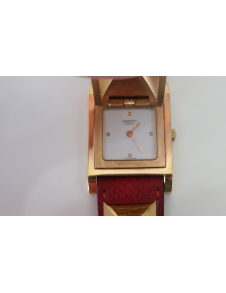 MONTRE HERMES MEDOR CUIR ROUGE