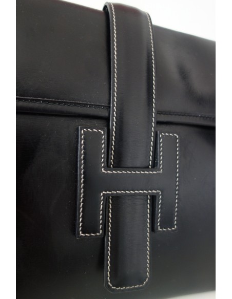 POCHETTE JIGE HERMES CUIR NOIR