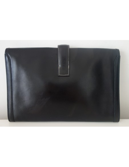 POCHETTE JIGE HERMES CUIR NOIR