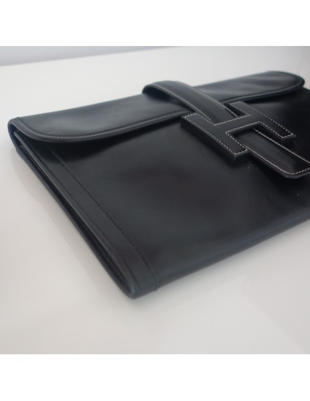 POCHETTE JIGE HERMES CUIR NOIR