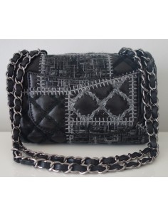 SAC CHANEL CLASSIQUE NOIR ET TWEED PM 2