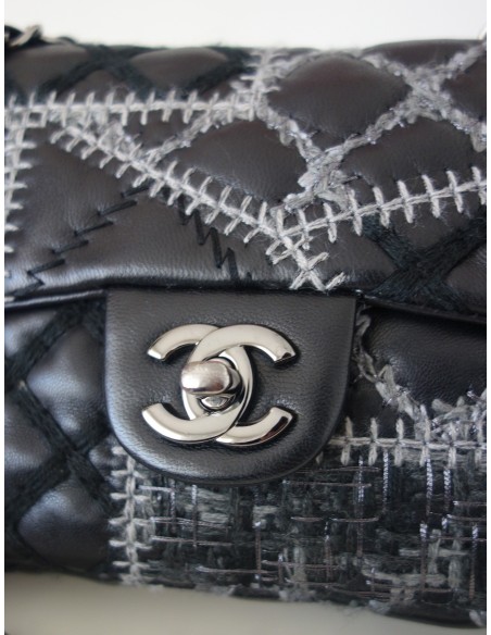 SAC CHANEL CLASSIQUE NOIR ET TWEED PM