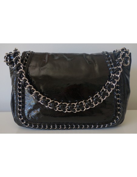 SAC CHANEL CHAIN AROUND NOIR VERNI