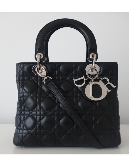 SAC LADY DIOR MEDIUM CUIR NOIR