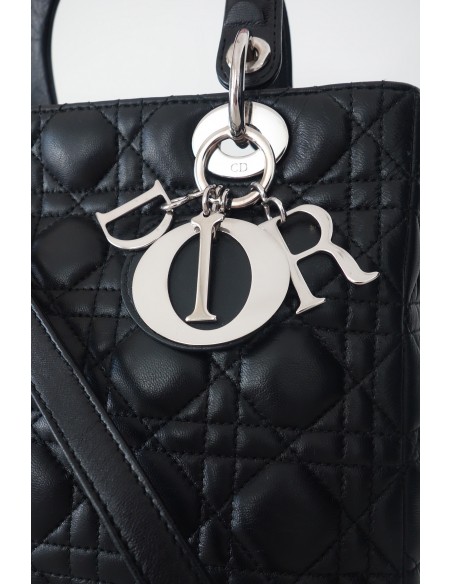 SAC LADY DIOR MEDIUM CUIR NOIR