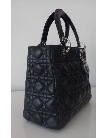 SAC LADY DIOR MEDIUM CUIR NOIR