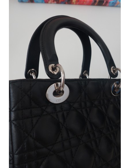 SAC LADY DIOR MEDIUM CUIR NOIR