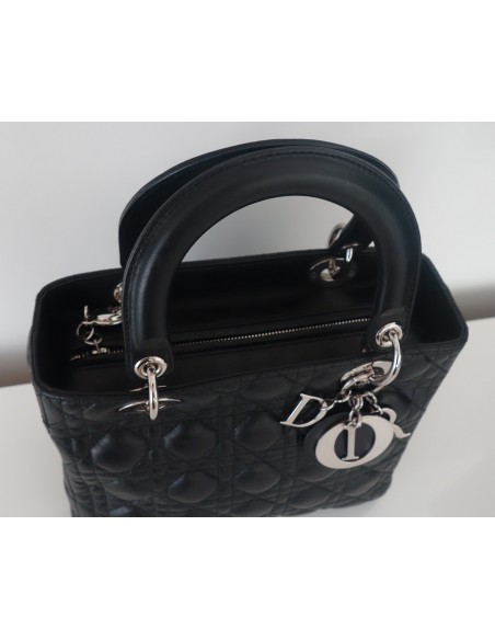 SAC LADY DIOR MEDIUM CUIR NOIR