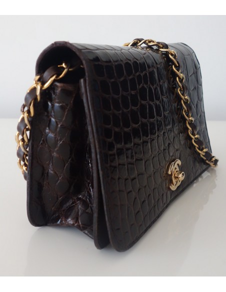 SAC CHANEL CROCODILE MARRON