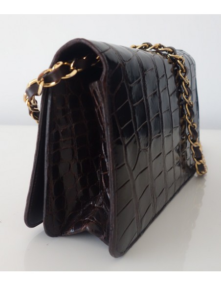 SAC CHANEL CROCODILE MARRON