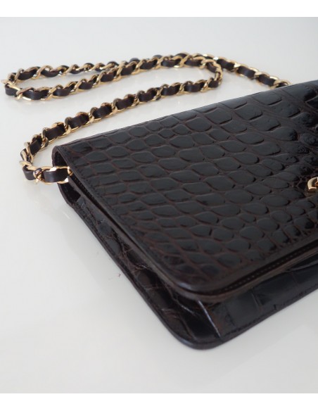 SAC CHANEL CROCODILE MARRON