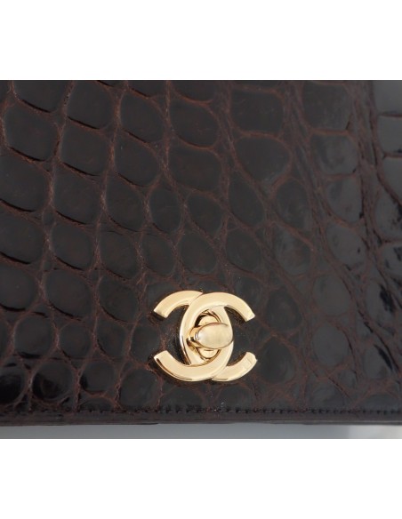 SAC CHANEL CROCODILE MARRON