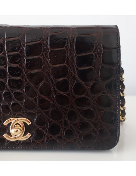 SAC CHANEL CROCODILE MARRON