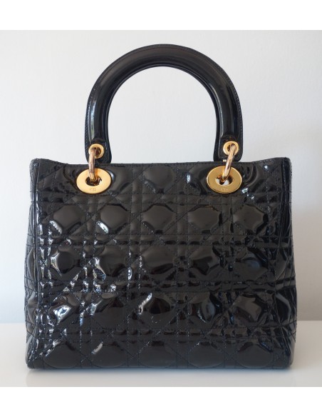 SAC LADY DIOR MEDIUM VERNI NOIR