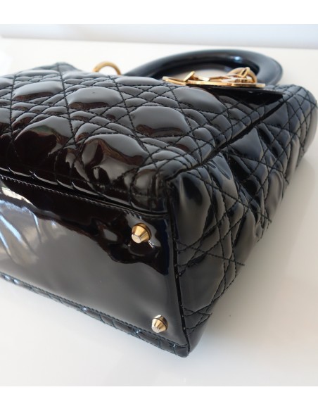 SAC LADY DIOR MEDIUM VERNI NOIR