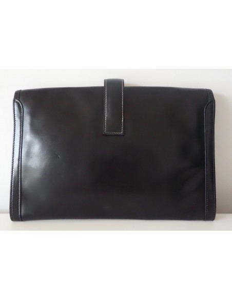 POCHETTE HERMES JIGE CUIR NOIR