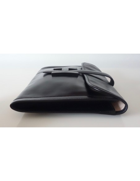 POCHETTE HERMES JIGE CUIR NOIR