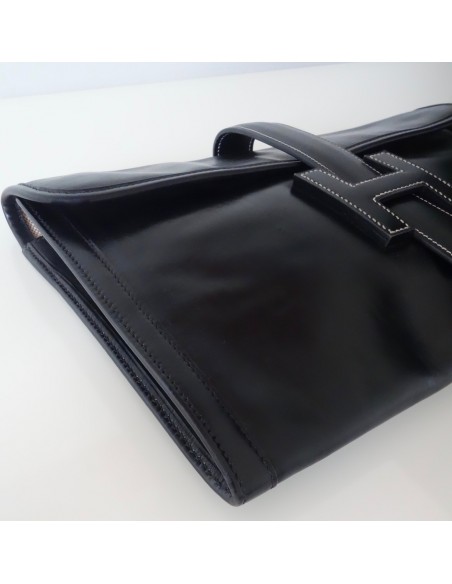 POCHETTE HERMES JIGE CUIR NOIR