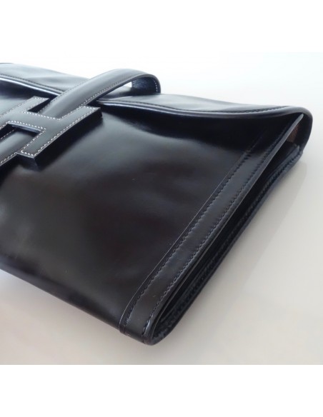 POCHETTE HERMES JIGE CUIR NOIR