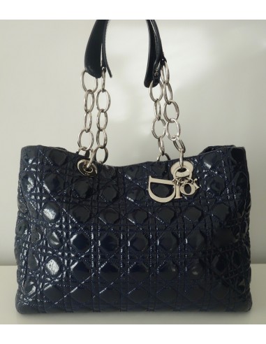 SAC DIOR SOFT CUIR VERNI BLEU MARINE