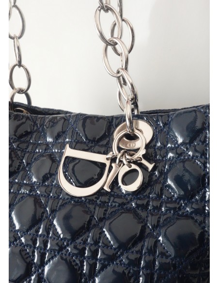 SAC DIOR SOFT CUIR VERNI BLEU MARINE