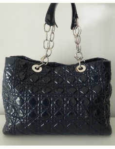 SAC DIOR SOFT CUIR VERNI BLEU MARINE 2