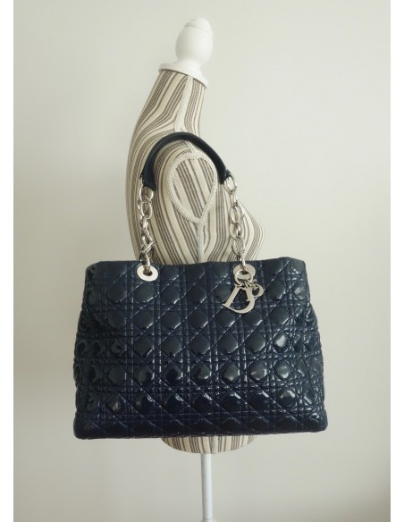 SAC DIOR SOFT CUIR VERNI BLEU MARINE