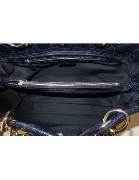 SAC DIOR SOFT CUIR VERNI BLEU MARINE