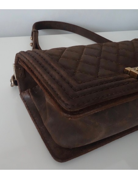 SAC CHANEL BOY MARRON