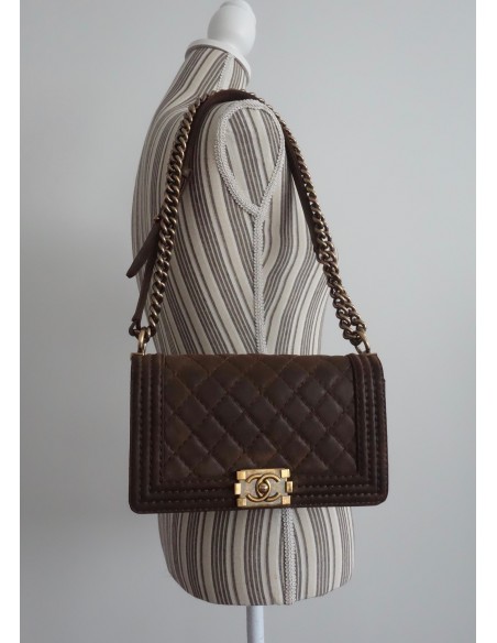 SAC CHANEL BOY MARRON