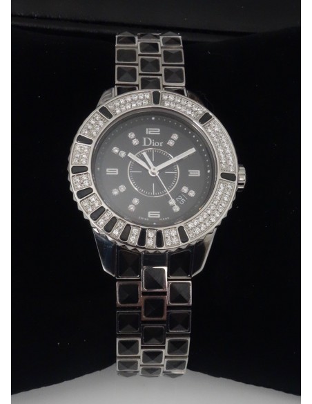 MONTRE DIOR CHRISTAL NOIRE DIAMANTS