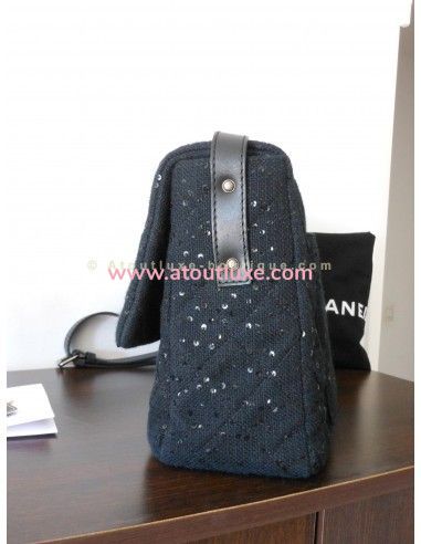 SAC CHANEL 2.55 TWEED ET SEQUINS XXL