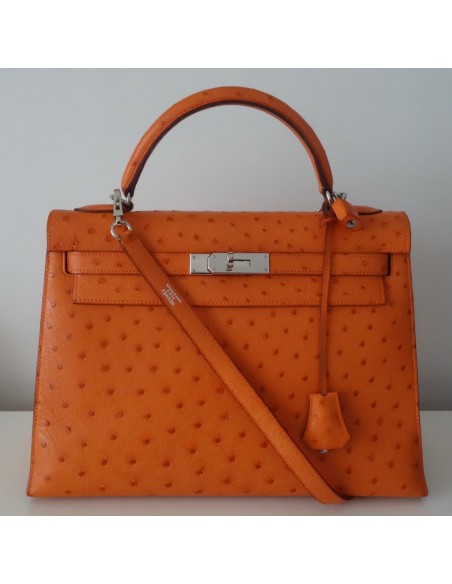 SAC HERMES KELLY AUTRUCHE ORANGE