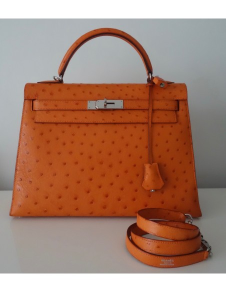 SAC HERMES KELLY AUTRUCHE ORANGE